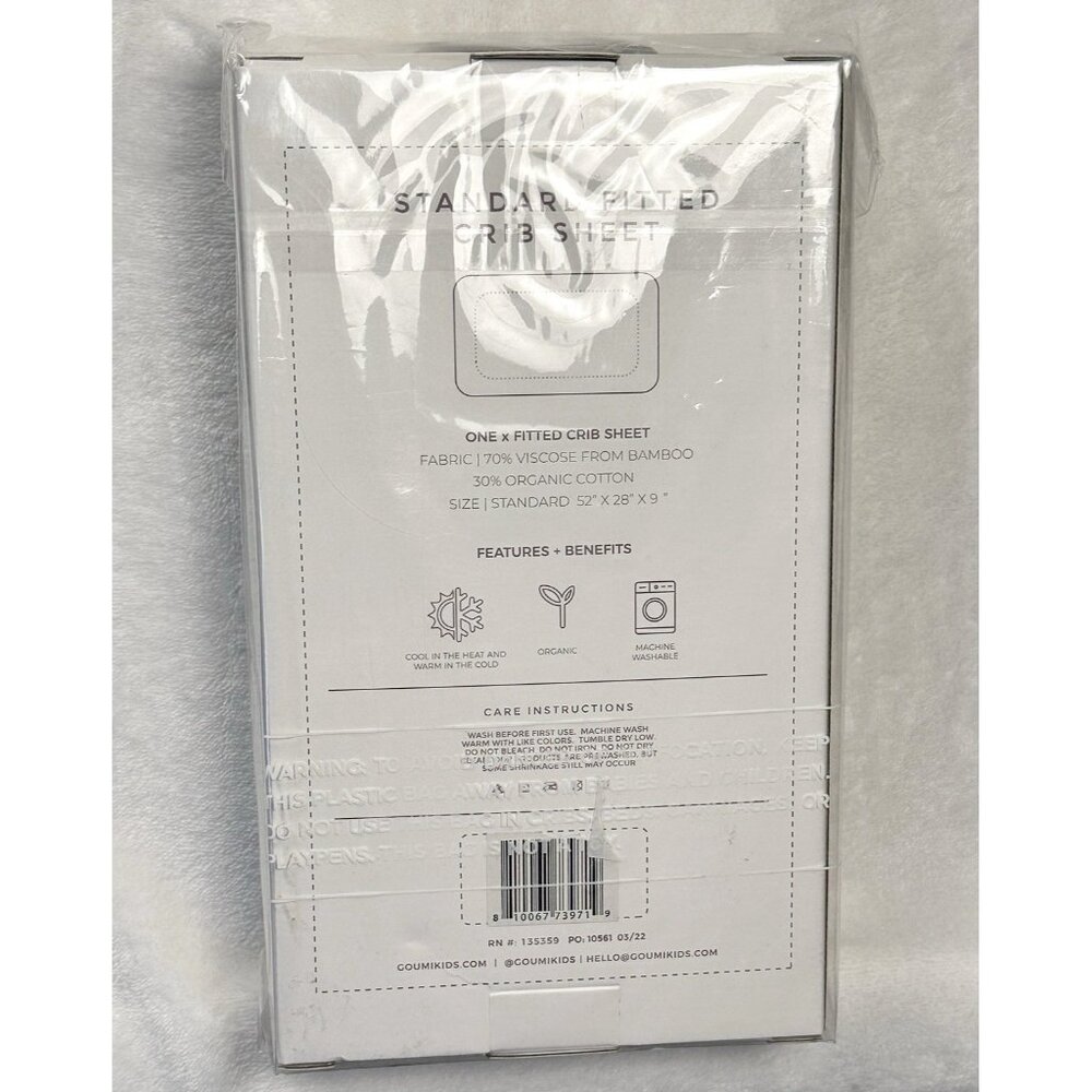 Goumi Nursery Fitted Crib Sheet Beige Bamboo Organic Cotton Standard Size NWT - Picture 2 of 8